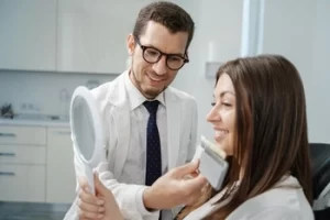 patient and dentist in consultation